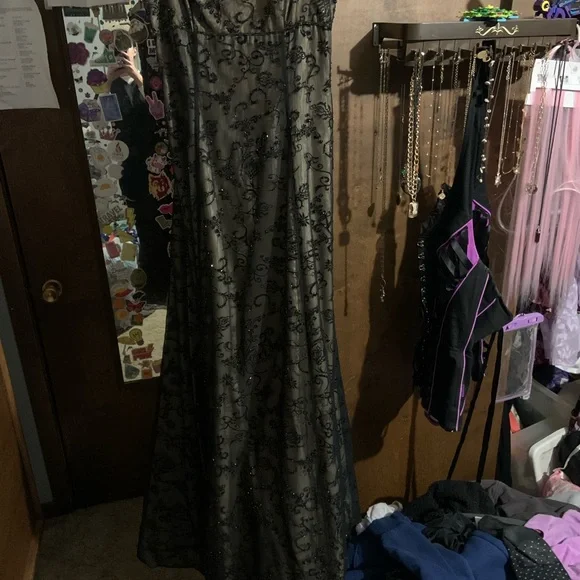 Blondie Nites Black and Silver Maxi Dress - Picture 1 of 4